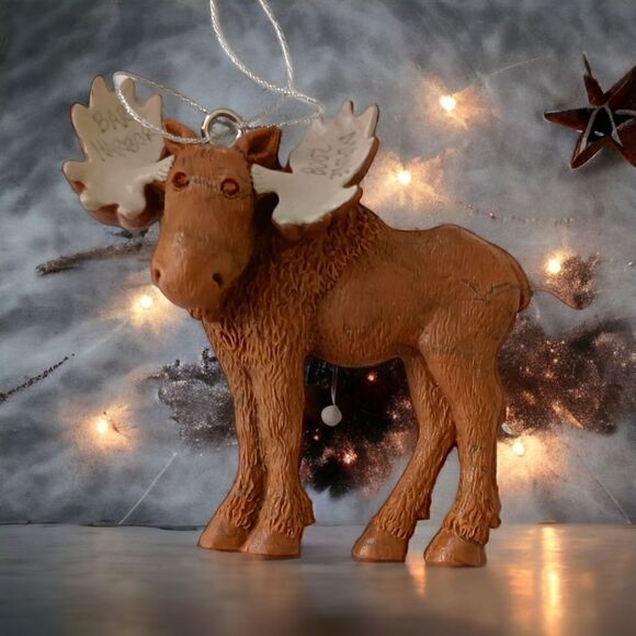 Maine Souvenir Moose Ornament Bar Harbor Resin Elk Christmas Cabincore Rustic. - Picture 1 of 15